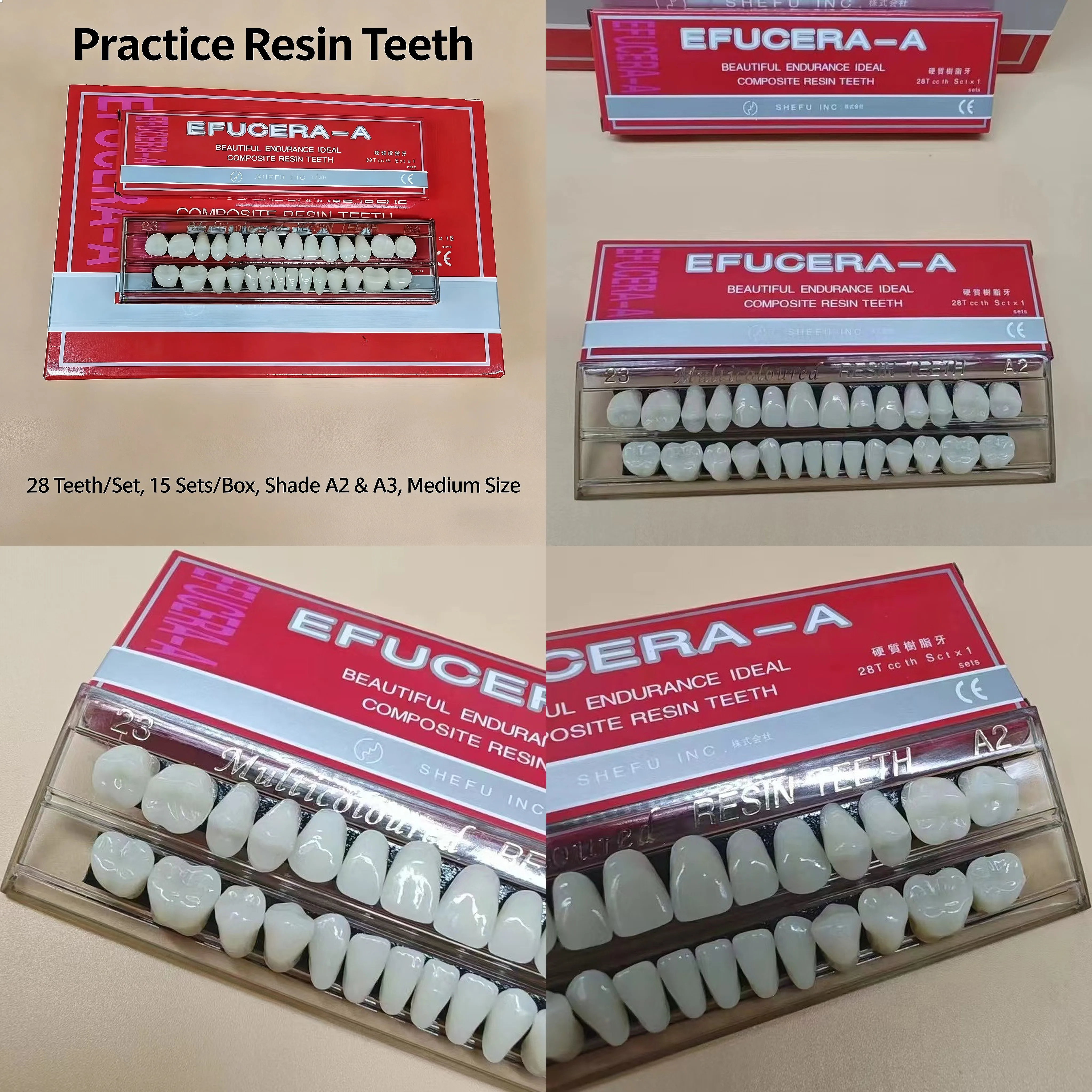 Dentals Resin Particle Kit for Practice, Improved False Teeth for Orthodontic Student Training, Display Teeth