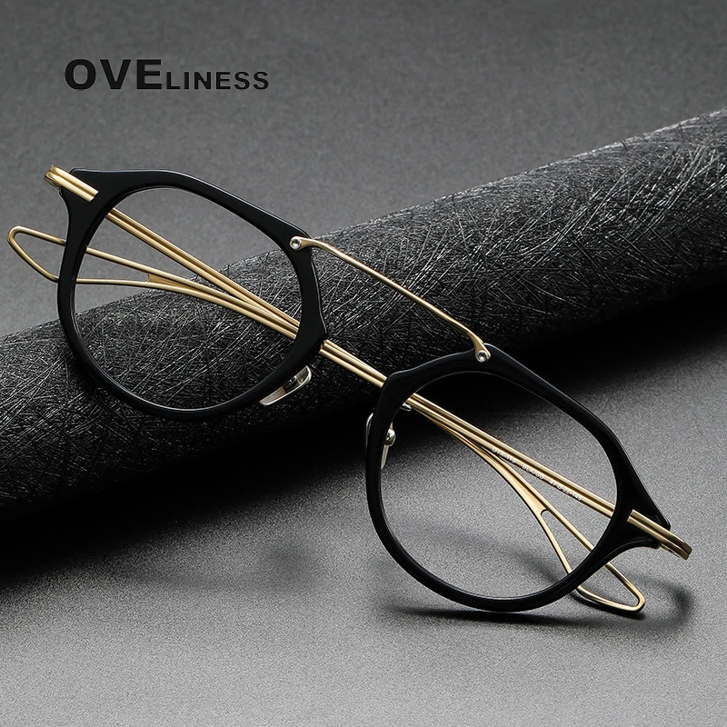 

Acetate Titanium Glasses Frame Men 2024 New Vintage Retro Polygon myopia Prescription Eyeglasses frames Women Spectacles Eyewear