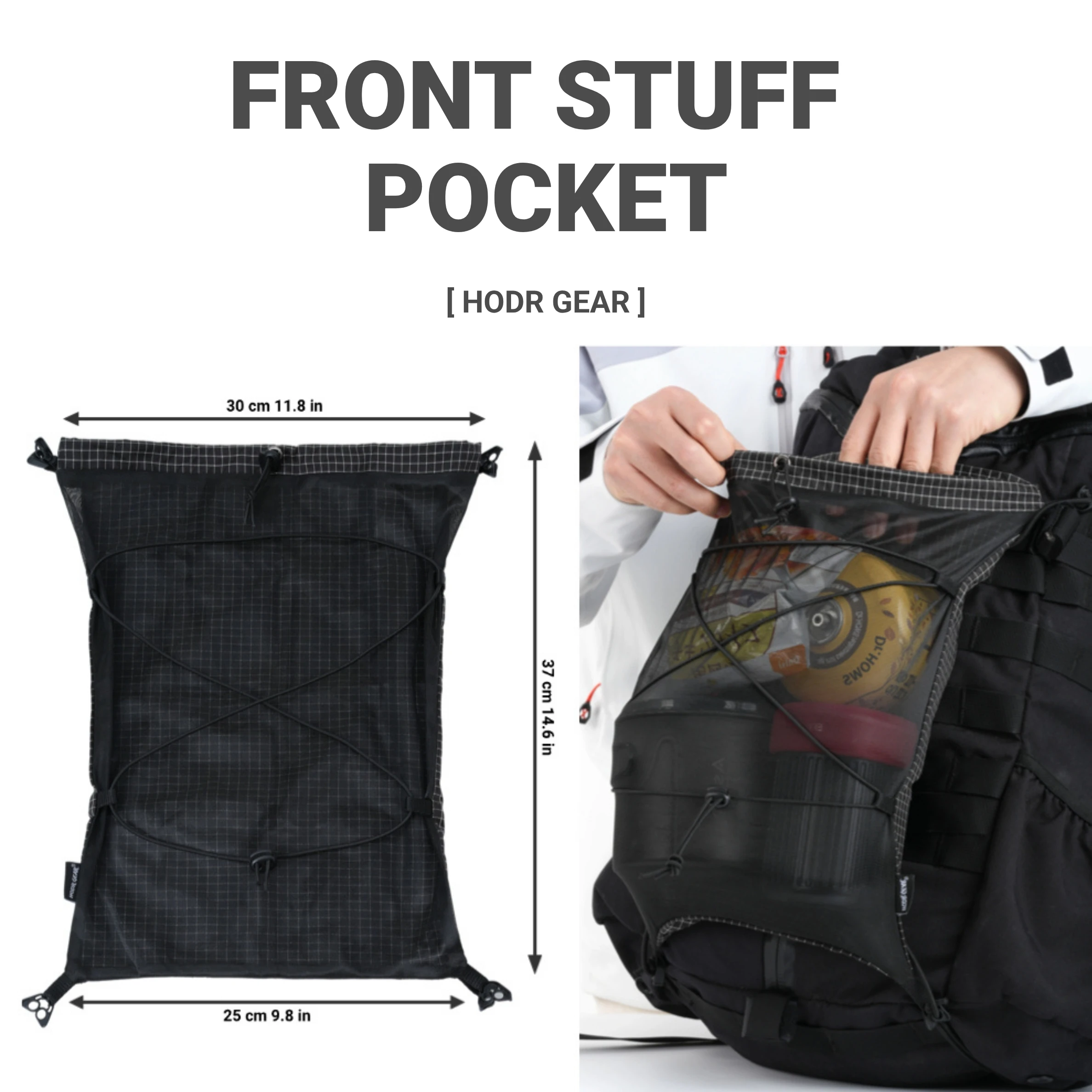[HODR GEAR] Moudlar Kangaroo Pouch Backpack Expansion 6L Ultralight 58g Gridstop for Hiking Trekking UL Gear Beaver Tail