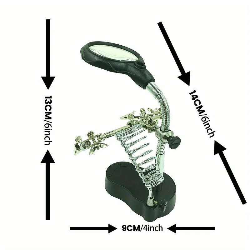 Saldatore con Clip di ingrandimento per saldatura lente d\'ingrandimento per banco ausiliaria di terza mano Clip di posizionamento per strumento di