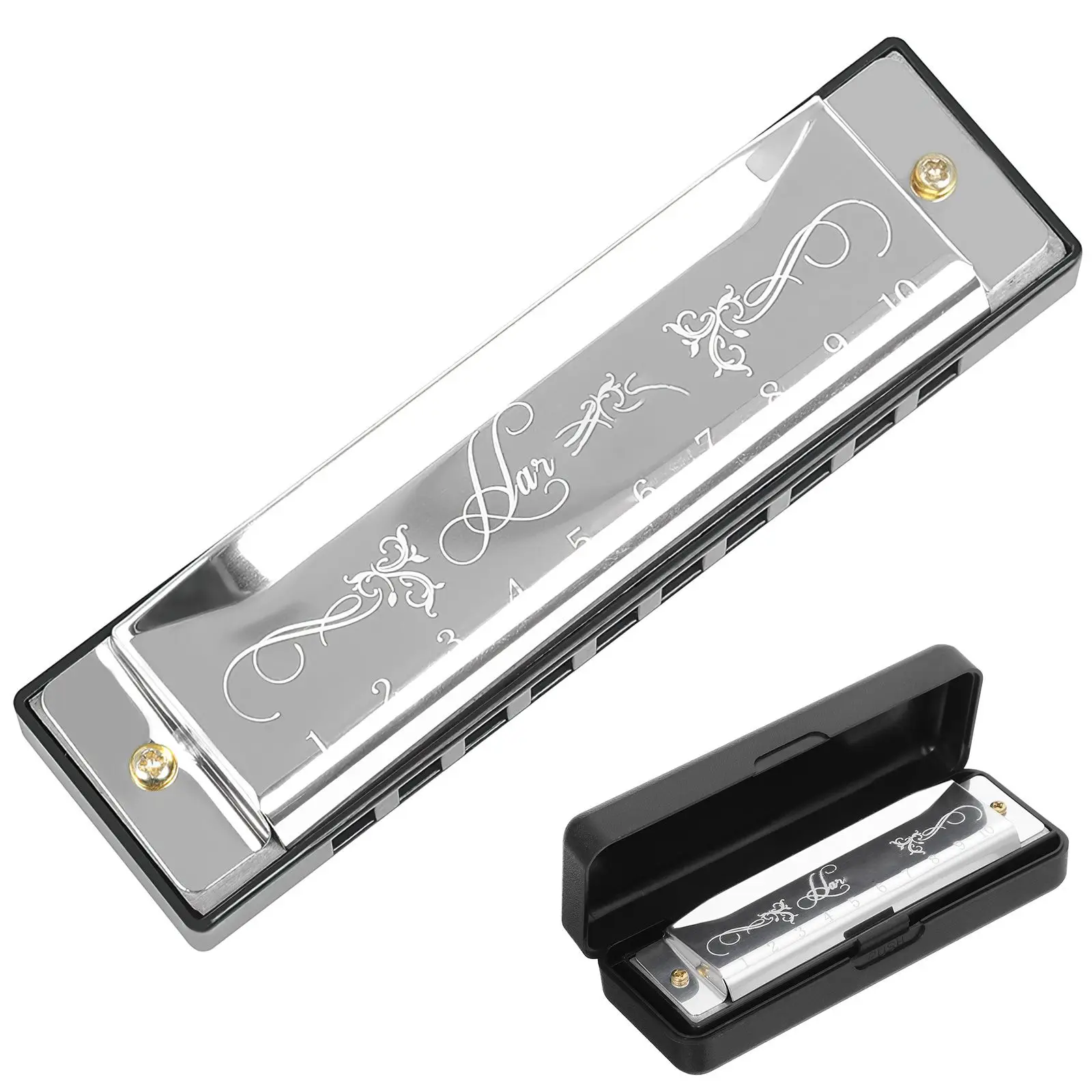 

Ten Hole Harmonica Portable Beginner Musical Instrument Kid Small Harp Holes Toddler Metal Silver