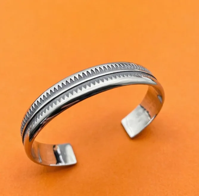 Bracelet Men's Indian Sawtooth Opening Adjustable 925 Sterling Silver Thai Silver Personalized Women's Bracelet Retro