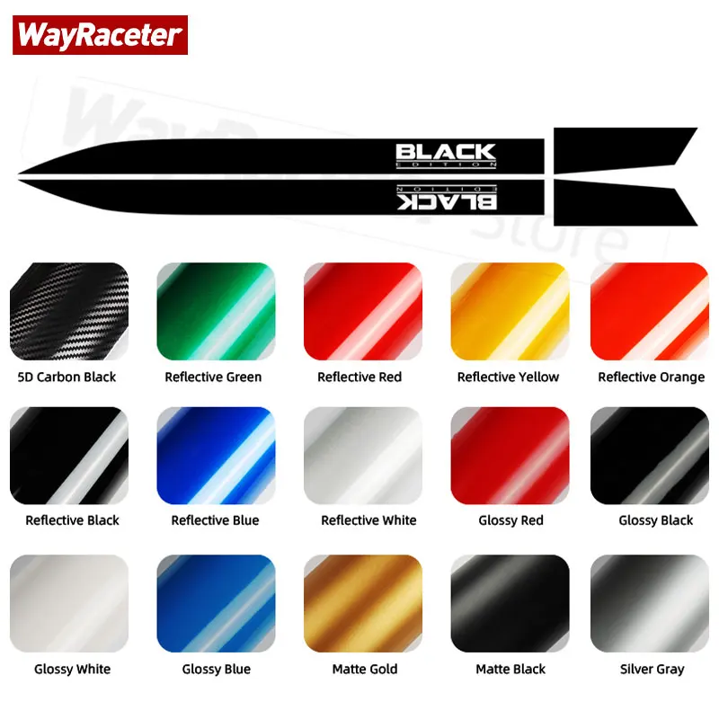 Black Edition Carbon Fiber Vinyl Decal Door Side Stripes Sticker For Nissan Navara NP300 Dual Cab D23 2014+ 2024 Accessories