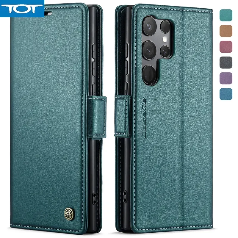 

Кожаный флип-чехол CaseMe для телефона Samsung Galaxy S25 Ultra S24 FE S23 S22 S21 S20 S10 Plus A16, чехол-бумажник для карт, чехол Etui