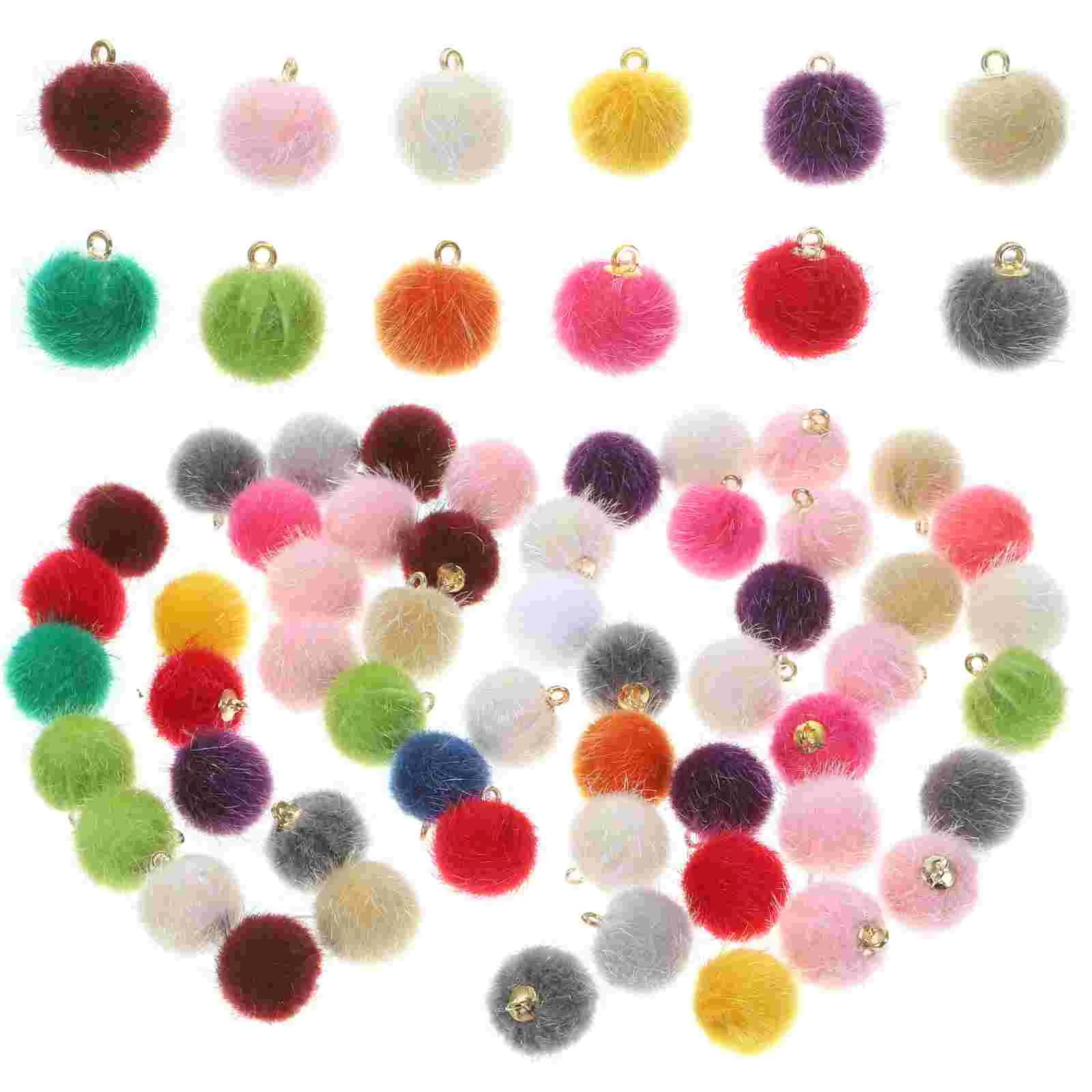 

60 Pcs Imitation Hair Pendant Earrings DIY Handmade Accessories (mixed Colors 60pcs) Charms for Jewelry Bulk Pompoms