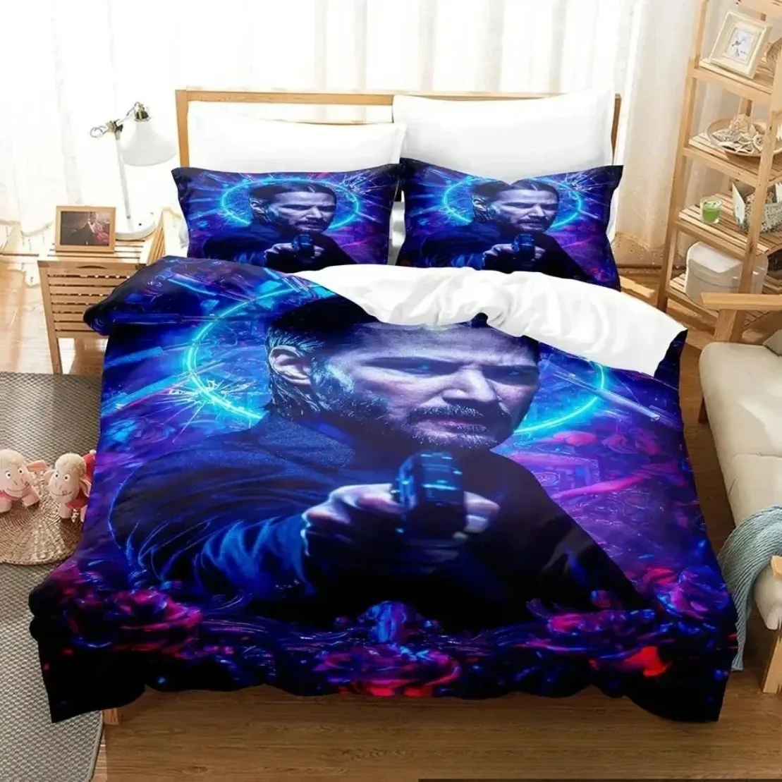 3D HD printed Movie John Wick Bedding Sets John Wick Duvet Cover Bed Set Quilt Cover Pillowcase Boys Adult Home Textile