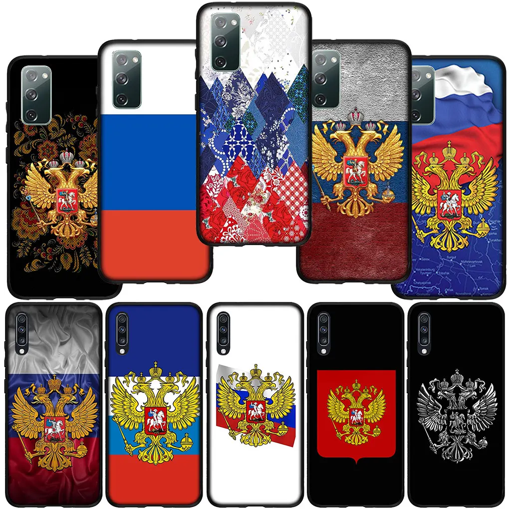 Czerwona miękka obudowa federacji rosyjskiej do Samsung Galaxy S23 S22 S21 S20 Fe Ultra S8 Plus A21S A71 A12 A13 S7 etui na telefon