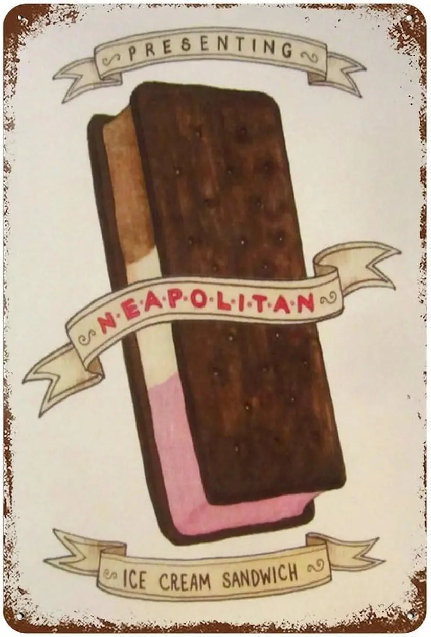 Ice Cream Sandwich Metal Sign For Business Shop Bar Sign,Beach Sign Food Sign For Restaurant Cafe Home Coffee Bar Pub Kitch sign