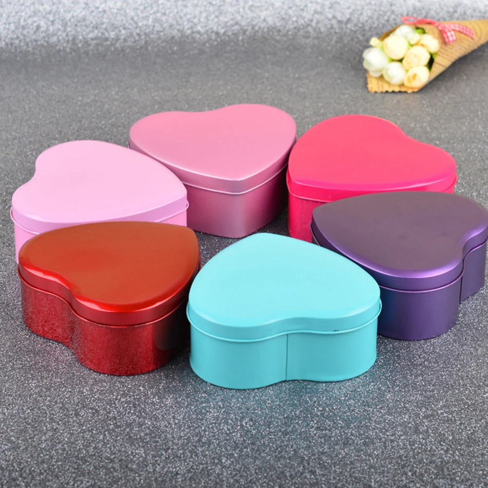 

15pcs Heart Shaped Candy Box Creative Biscuits Jar Portable Storage Tin for Gift Home Decor Desktop Ornament for Candy