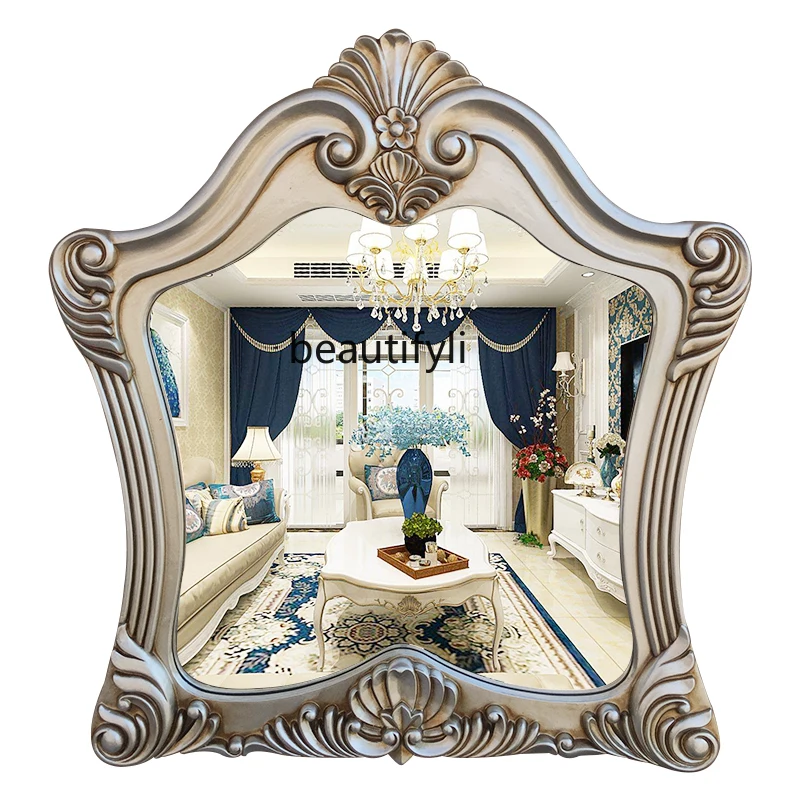 European wall-mounted bathroom, cosmetic mirror, porch decorative mirror, crown mirror, barber shop mirror