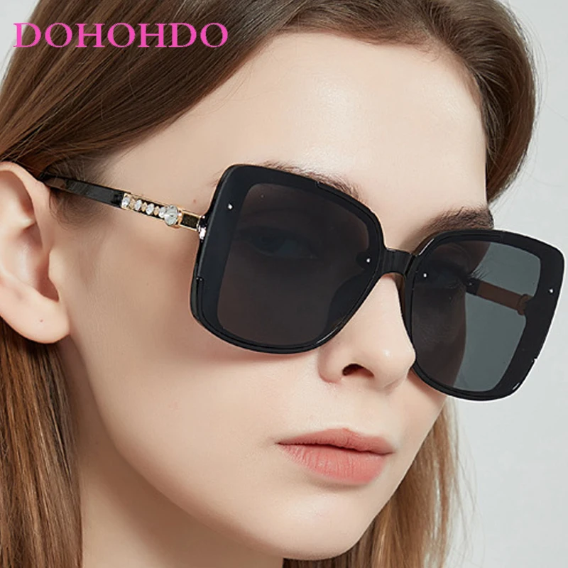 

Vintage Big Frame Square Imitation Diamond Women Sunglasses Trend Brand Designer Punk Eyewear Men Travel Shade Sunglasses UV400