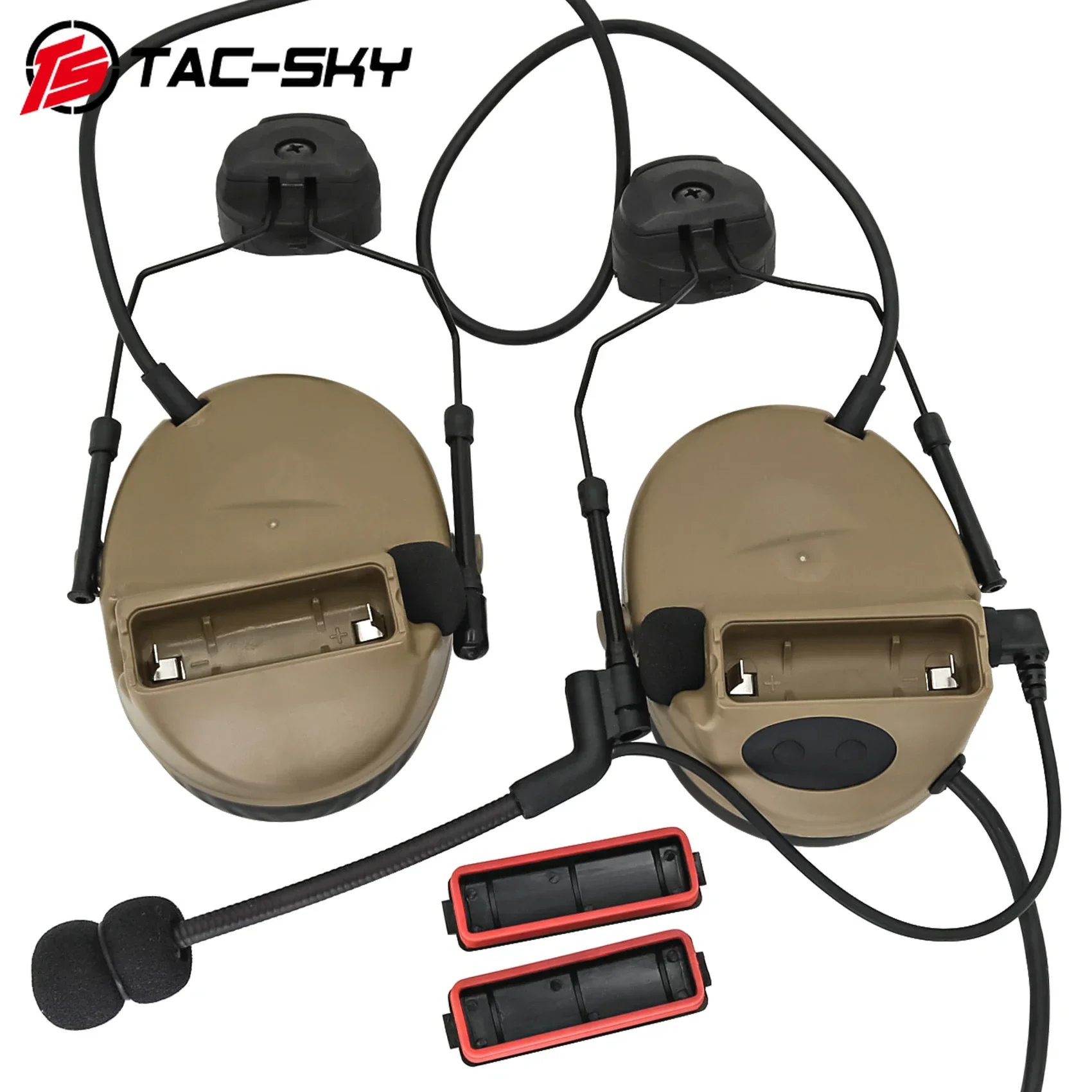 TAC-SKY Tactical Headset TSCII Hearing Protection Shooting Electronic Earmuffs With ARC Rail Bracket and 94ptt for Baofeng