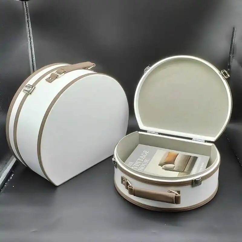Modern and simple, semi-round suitcase cloakroom, decoration box storage box, half-moon leather box ornament.