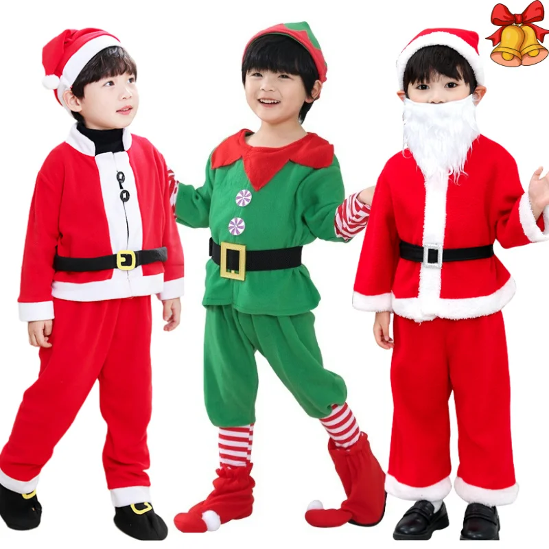 Christmas Children Costume BoysCosplay Santa Claus Stage Costume Long Sleeve Holiday Party Fashion  Clothing