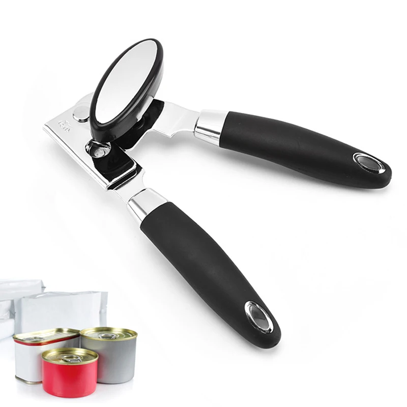 

Can Opener Stainless Steel Kitchen Tool Safety Can Openers with Handle Side Cut Easy Grip Manual Opener Knife for Cans Lid Home