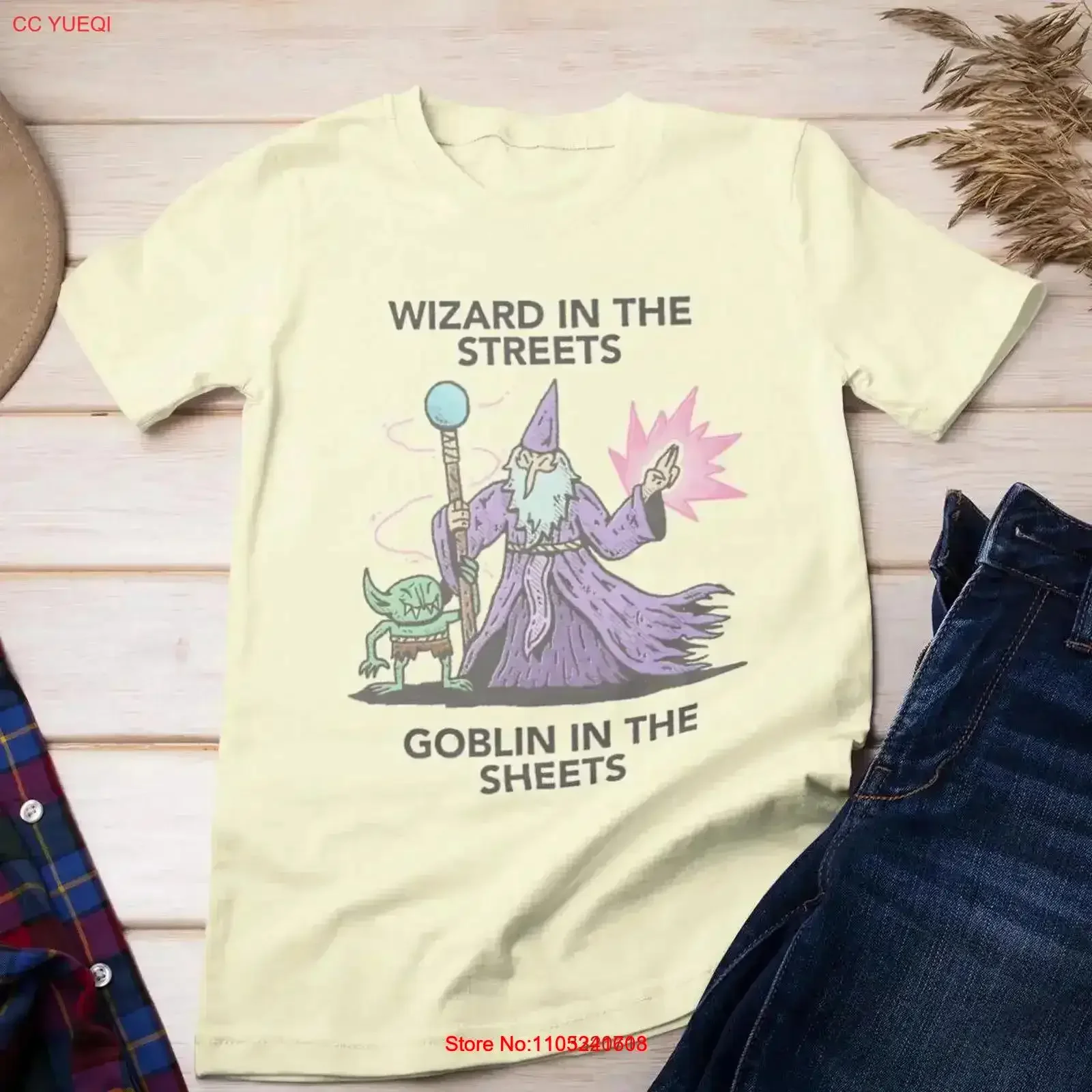 Wizard In The Streets Goblin Sheets Cartoon T Shirt Meme Funny gift Cursed vintage Washed Casual Soft streetwear Slightly