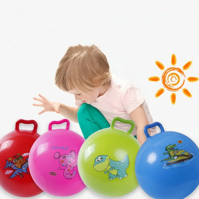 Kids Bouncyhopper Inflatable Handle Horse Bouncing Toy Fun Stress Relief Gift Cartoon Bouncing Ball Beach Swimming Pool Toys ﻿