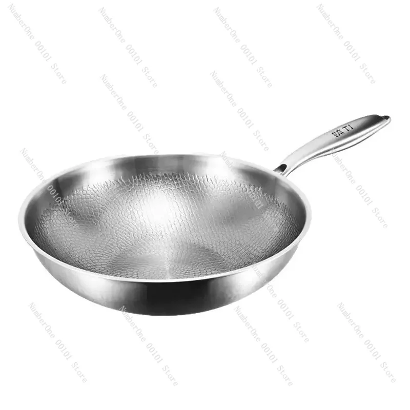 Cross-border titanium pan Non-stick pan Household wok Uncoated titanium pan Fish scale hammer wok Induction cooker gas