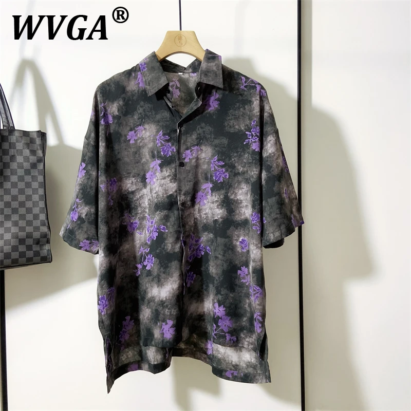 

WVGA Spring Summer New Men's Tide Printed Turn-Down Collar Design Fashion Short Sleeve Shirts Niche Chic Casual Shirt Ins W9172