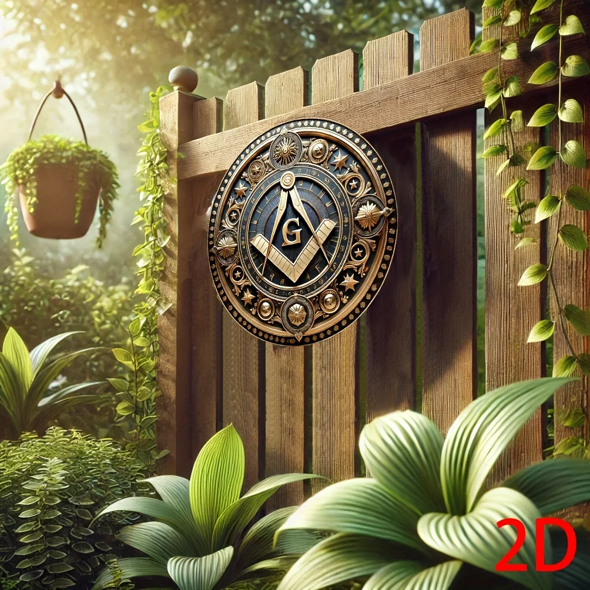 Masonic Square Compass G Golden Star Round Tin Sign - Vintage Durable Metal Plaque Wall Decor, Mystic Lodge Office Home Wall Art