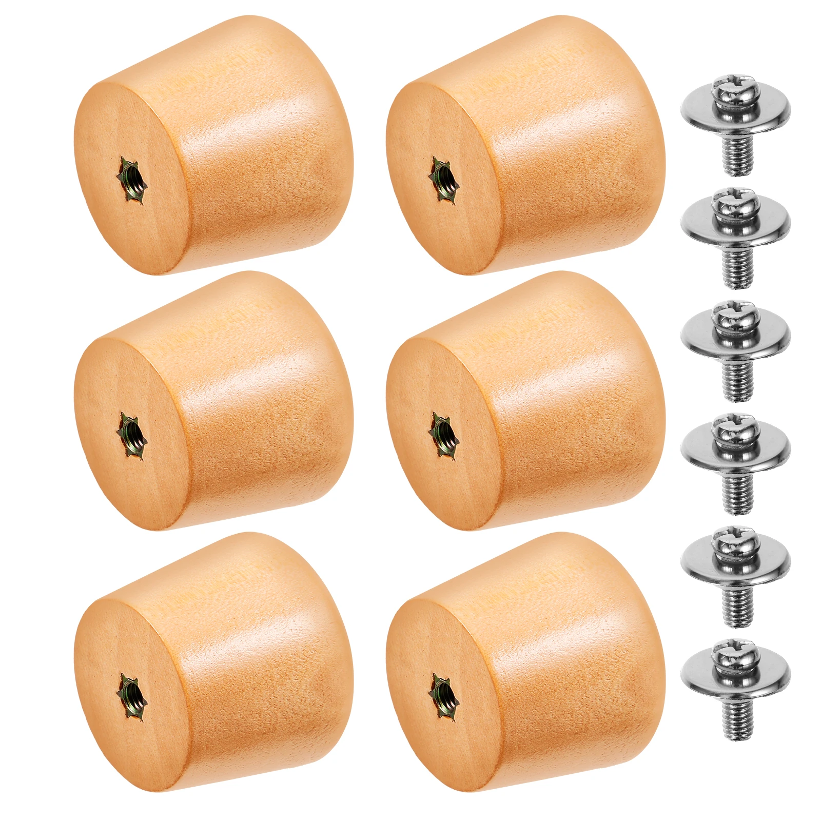 

6 Pcs Pot Lid Lift Cooking Knob Replacement Wooden Kitchen Handle Stainless Steel Household Handles Pan Cover