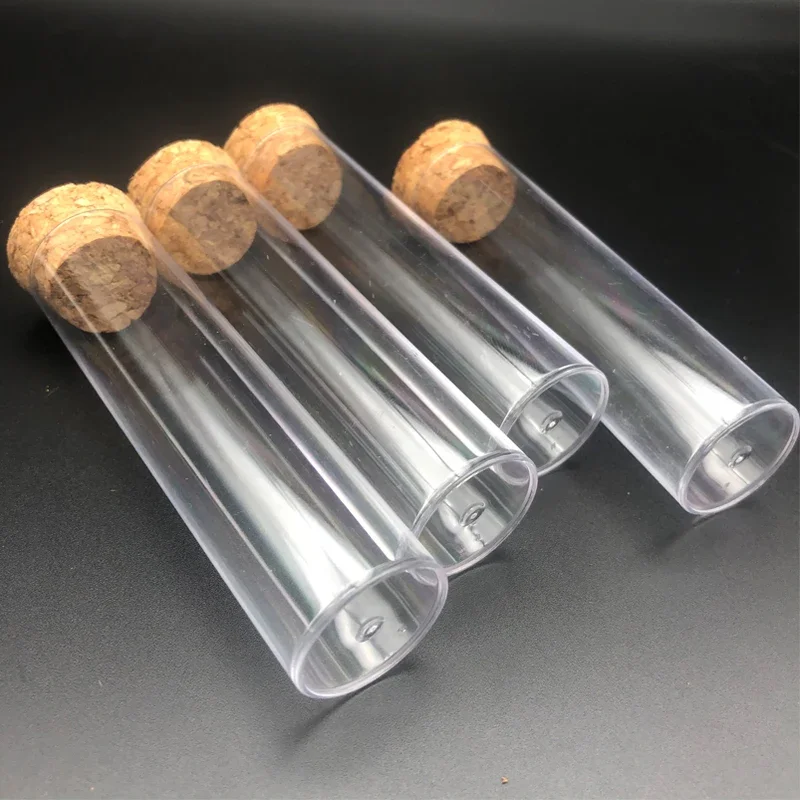 100pcs 12 50 /lot 25x95mm Lab Flat Bottom Plastic Tubes Test Sample Cup Packing Tube with Cork Stopper