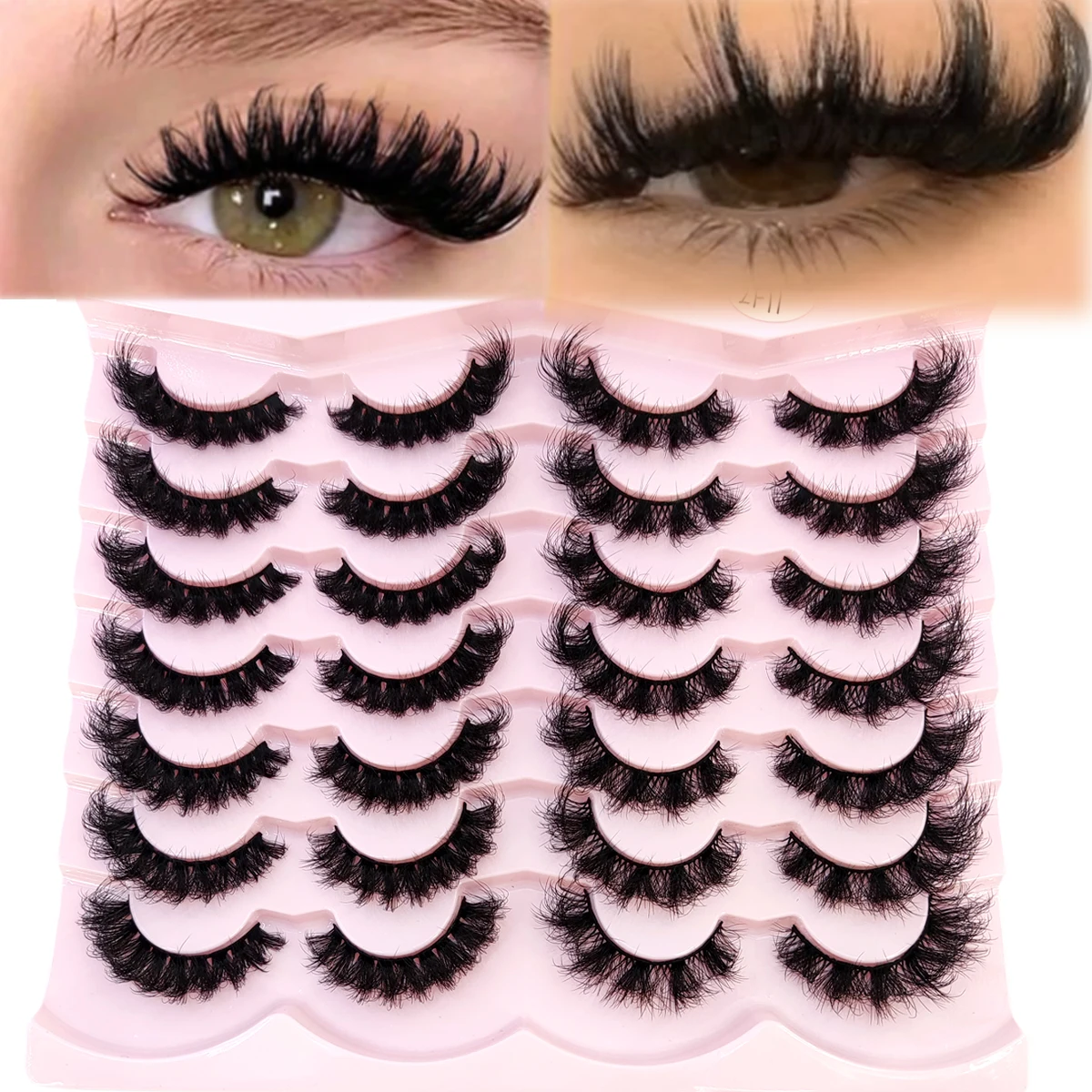 14 pairs of artificial mink eyelashes soft and fluffy false eyelashes dramatic and messy mink eyelashes cat eye eyelashes