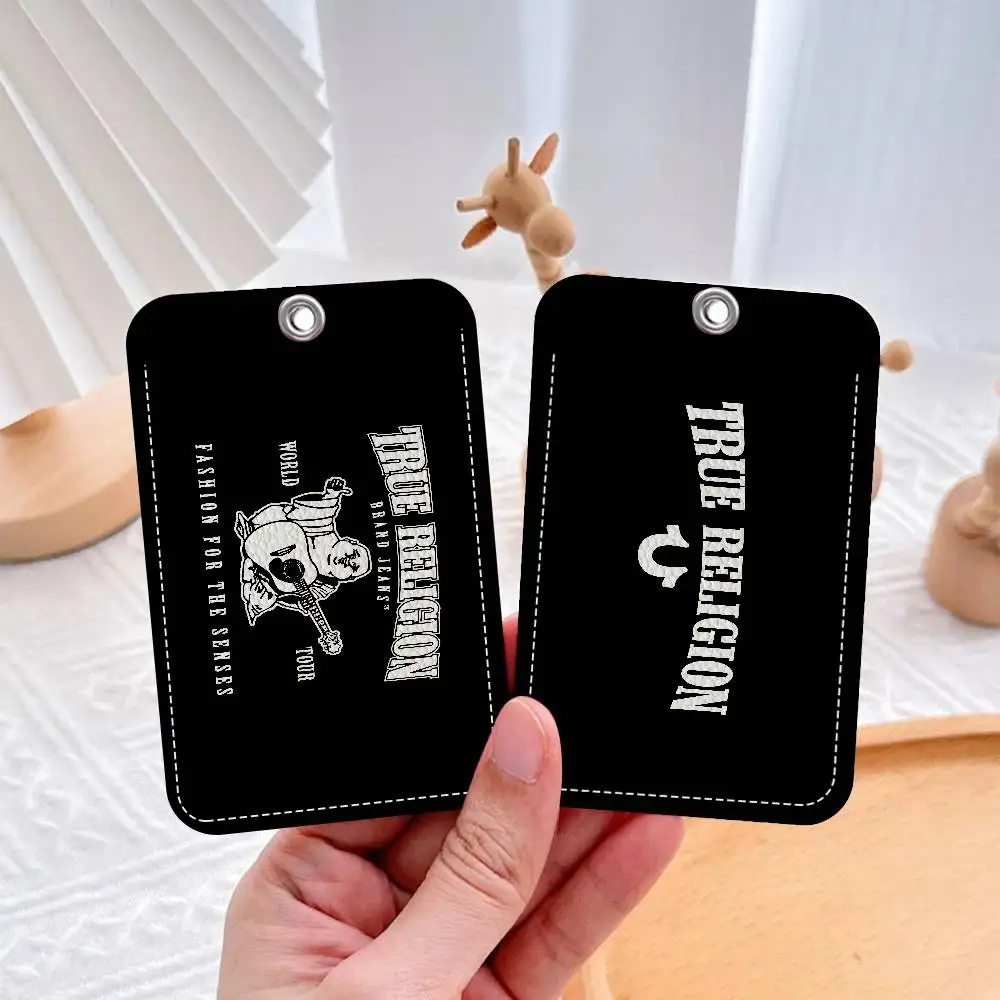 Denim T-True R-Religion 1Pc PU Leather Card Holder Keychain Key Ring Door Lock Access Tags ID Card Case Keychain Card