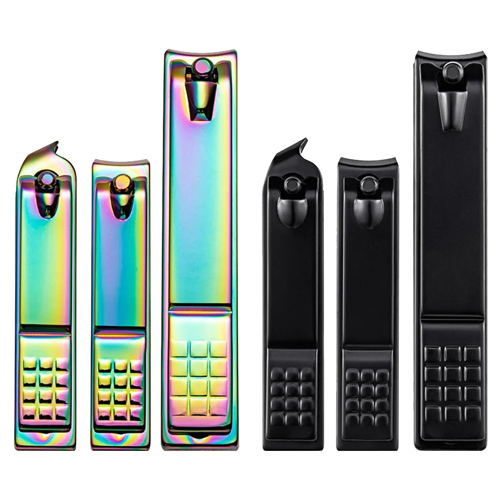 مجموعة ماكينة تشذيب الأظافر من الفولاذ المقاوم للصدأ مكونة من 6 قطع، تصميم مريح ومتين، أدوات مانيكير للعناية بالأظافر، أسود ملون