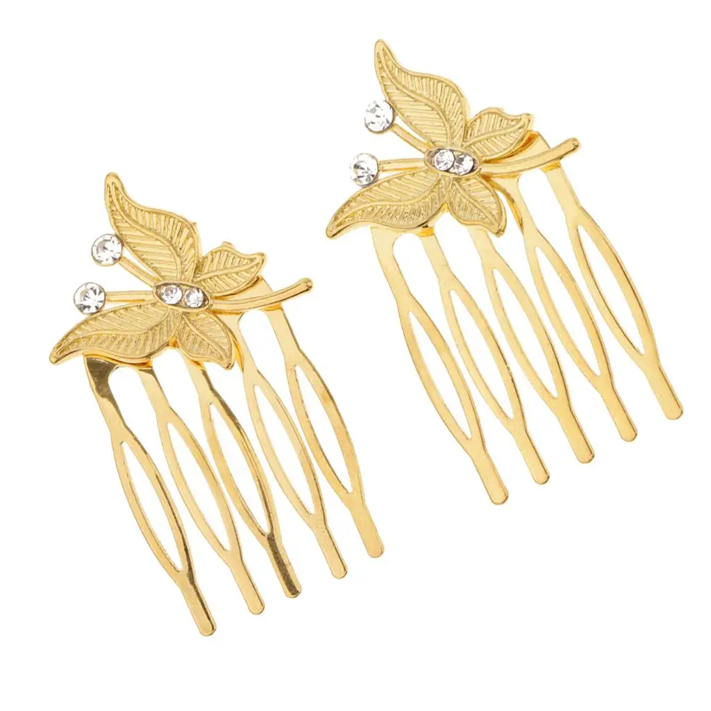 Pack of 2 Bridal Butterfly Rhinestone Hair Comb Hair Accessory