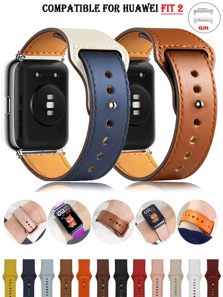 Leather Watch Band For Huawei Watch Fit 3 2 Smartwatch Bands Replacement Wrist Metal Correa Bracelet Fit2 fit3 Strap Accessories