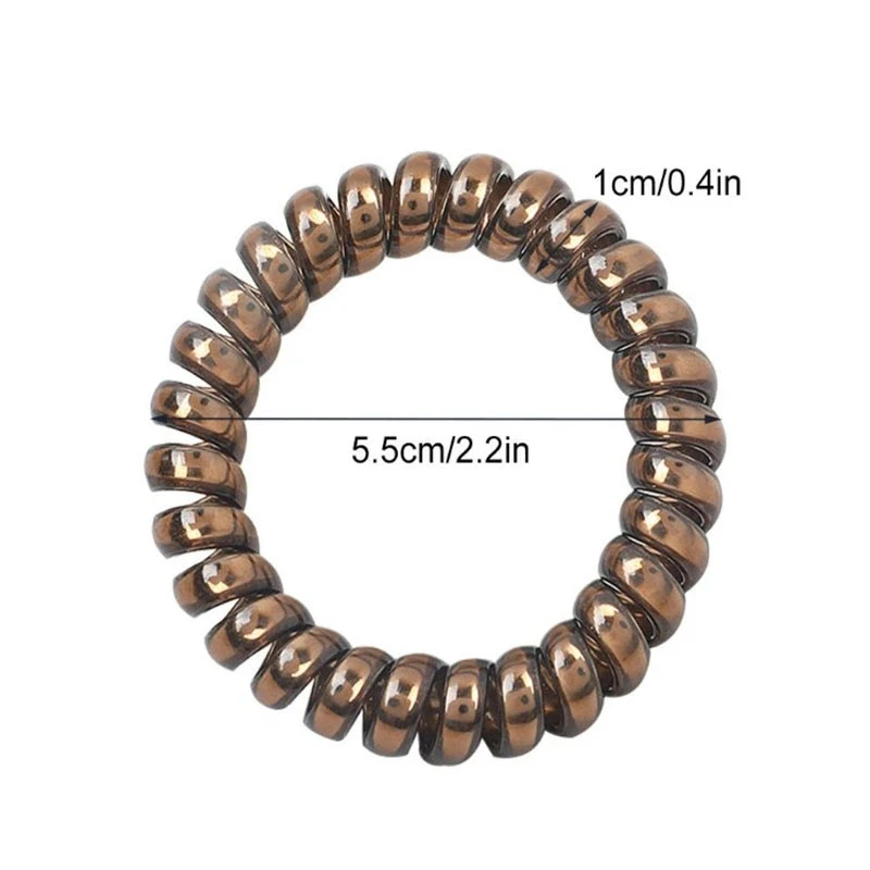 10pcs/Set Telephone Cord Scrunchies Spiral Hair Ties Metal Color Phone Cord Elastic Hair Bands Women Hair Accessories