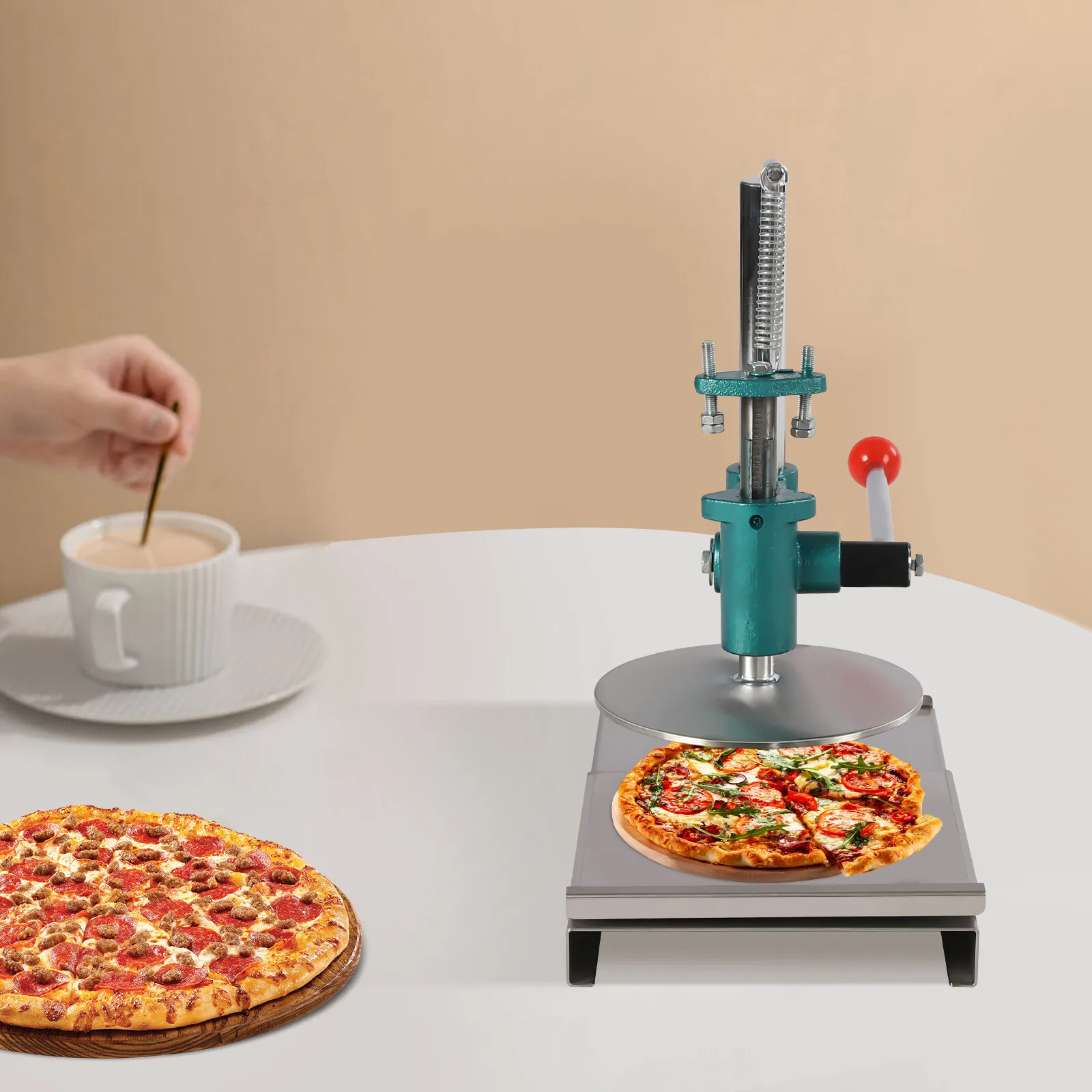 Mesin Pembuat Adonan Pizza 20cm/7.9in, Alat Pres Pizza Manual, Bahan Stainless Steel