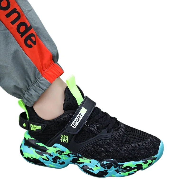

Нескользящие летающие тканые сетчатые кроссовки для мальчиков, детская обувь, летние дышащие сетчатые кроссовки, новые удобные