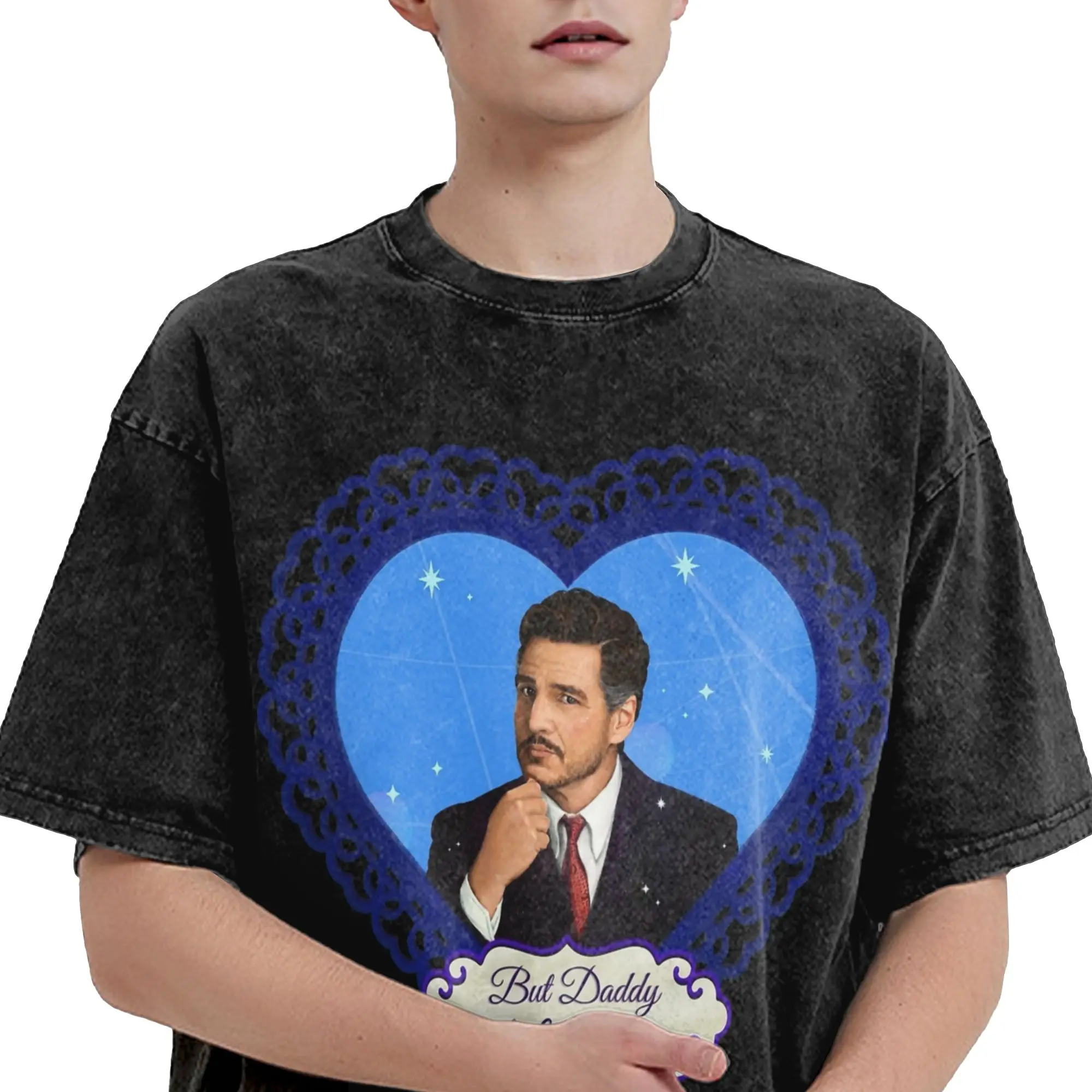 الممثل بيدرو باسكال غسلها تي شيرت الشارع الشهير الهيب هوب خمر تي شيرت تيز الرجال النساء قصيرة الأكمام الصيف المعتاد