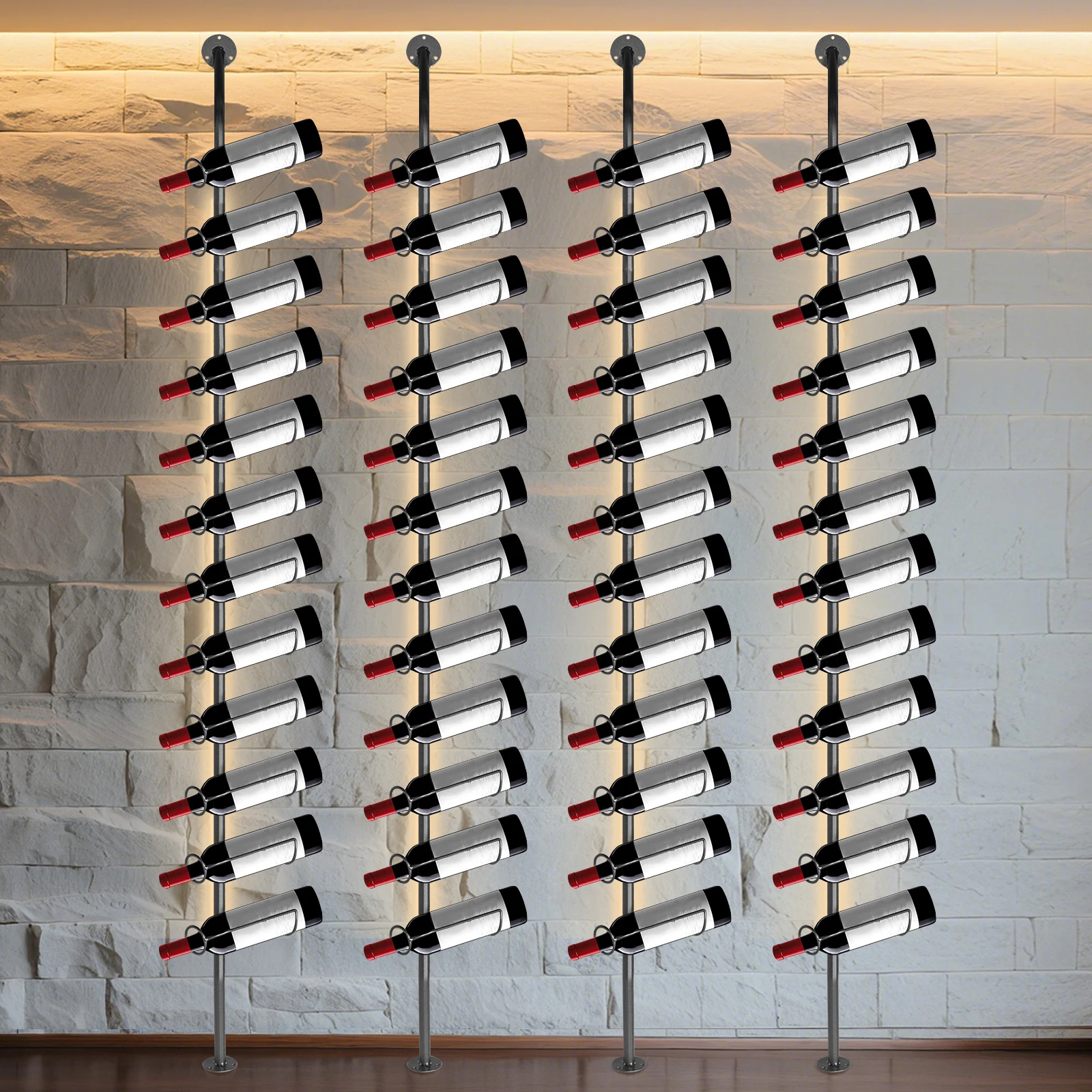 

Набор из 4-х металлических настенных органайзеров для хранения вина на 48 бутылок для кухни, кладовой, столовой, бара