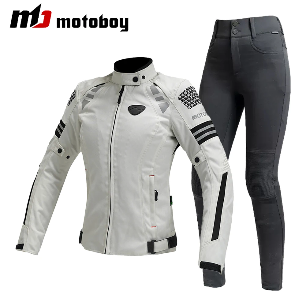 Women Motorcycle Jacket Four Seasons Breathable Lightweight Mesh Cycling Moto Jacket Protector Motocross Suit CE Protective