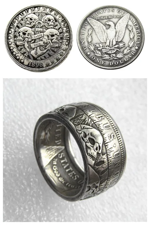 Hobo Coin US Morgan Dollar Silver Plated Coin Ring Handcrafted US Size 8-16