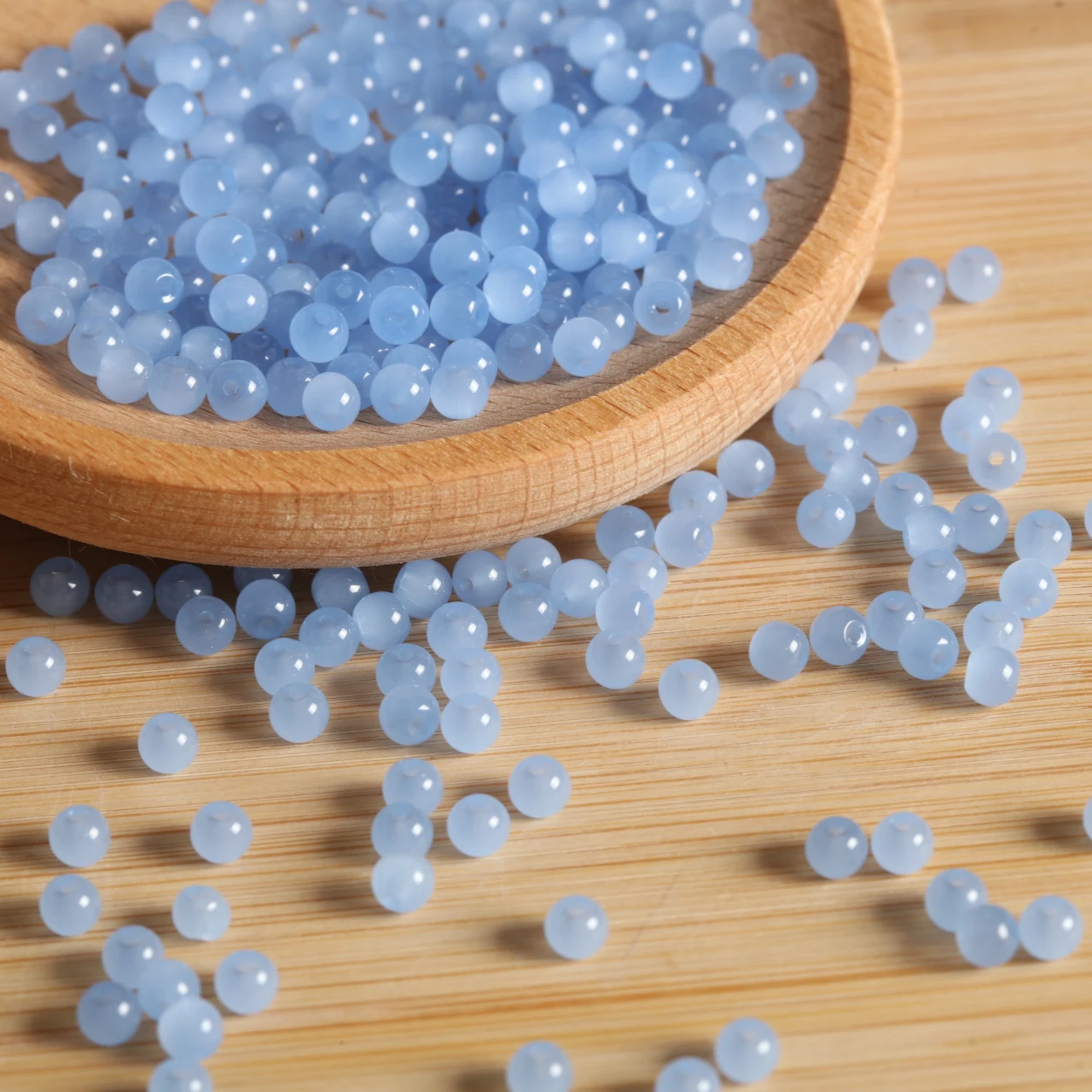 Haze Blue 200-1600pcs Bulk 4mm Small Glass Seed Beads Solid Color Loose Beads DIY Handmade Necklace Bracelet Earring Accessories