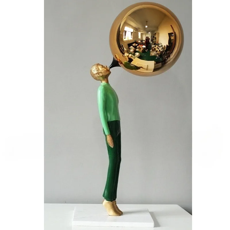 Light luxury modern resin balloon blowing, boy decorative handicrafts, living room entrance character ornaments