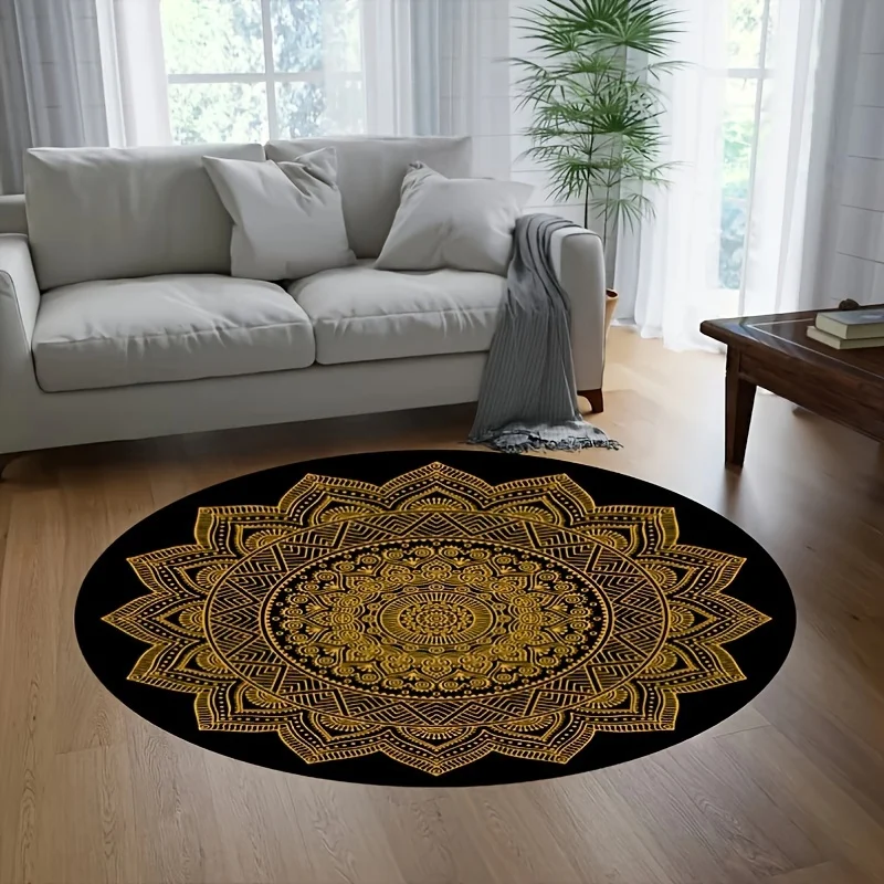 Vintage Symmetrical Pattern Graphic Floor Carpet Durable Entrance Rug For Coffee Shop Office Supermarket Store