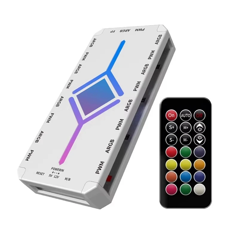 

5V 3Pin ARGB Fan HUB Splitter Remote Controller with 4Pin PWM White Hot Sale in Stock