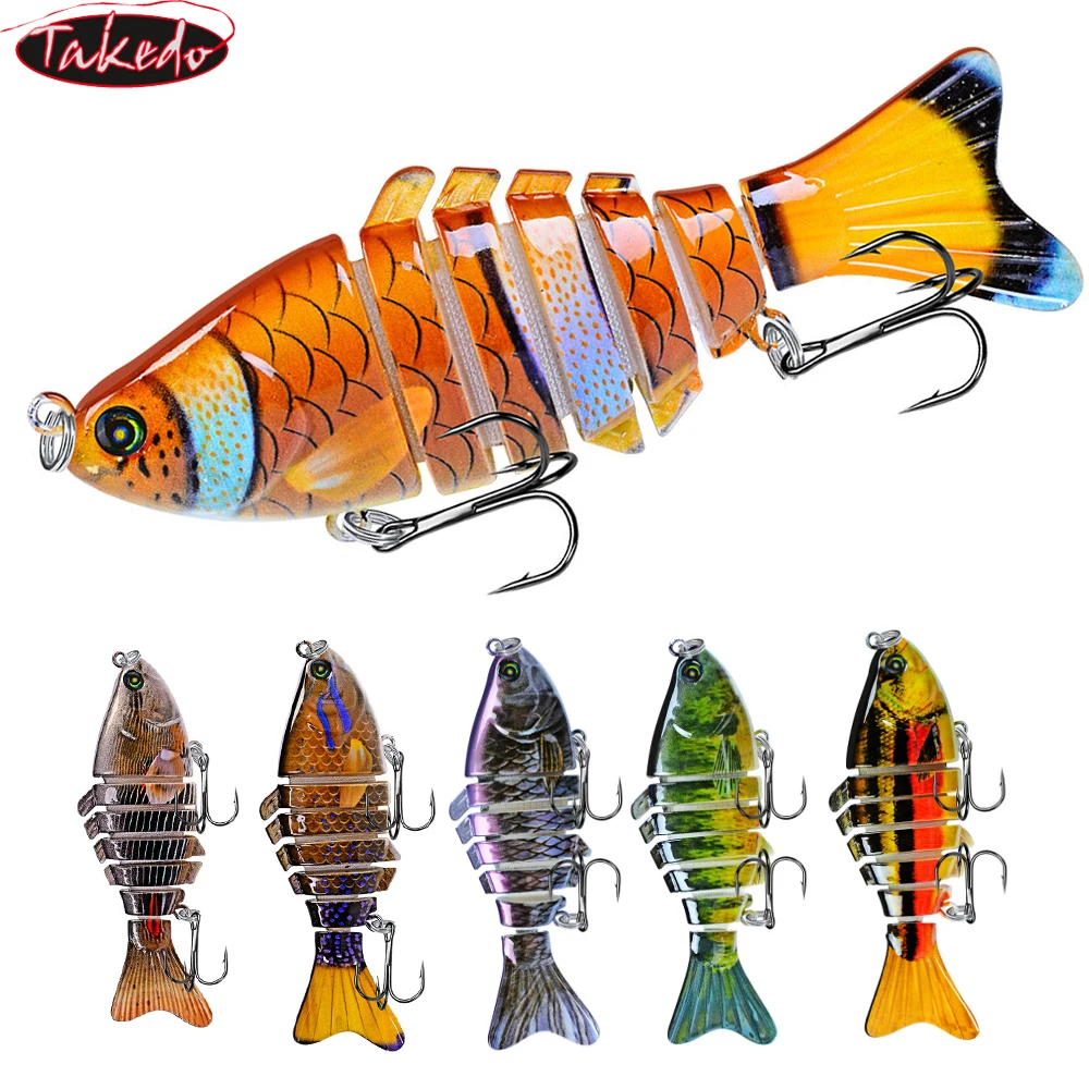 TAKEDO 10CM 15.5G Multi Jointed Swimbait 7 Segments Sea Fishing Lures With 6# Treble Hook Wobber Lifelike Biomimetic Baits HS001