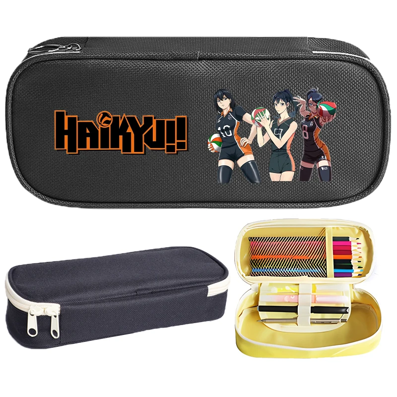 Haikyuu Student Pencil Case Karasuno Shoyo Hinata Movie Anime Cartoon Print Pencil Bag Go School Stationery Portable Storage Bag