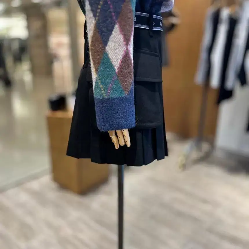 

Bla Thiened Wool Golf f Skirt High Waist A-Line ort Skirt with kets Plaid Design Stand Fit Commute Sle Skirt