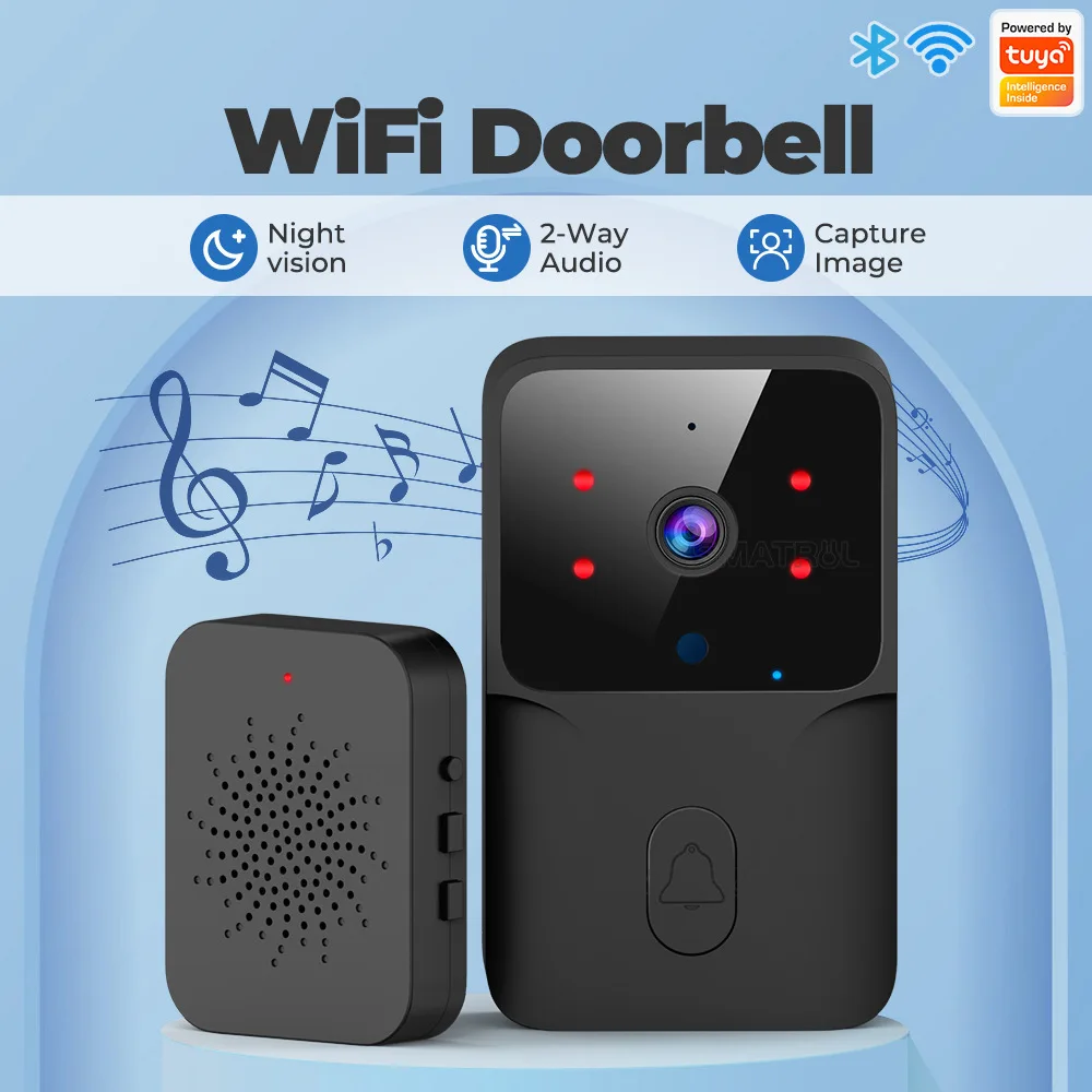Tuya WiFi Doorbell 2.4GHz Wireless Camera Bell for Home Security System Home Door Bell