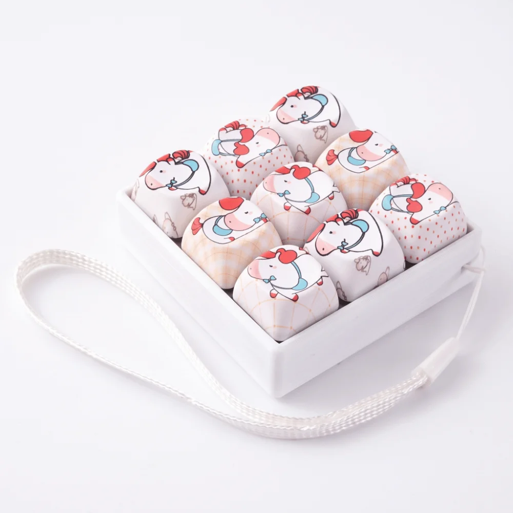 9-Key 9-Key Keyboard Pendant Creative Cute Keyboard Clicker Keyring Cartoon Animals Finger Press Keycap Keychain Christmas Gift