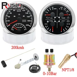 Compteur de vitesse GPS pour bateau avec tachymètre, jauge 4 en 1, jauge de carburant 240-33ohm, température de l'eau, pression avec capteur, LED rouge avec alarme, H 85mm