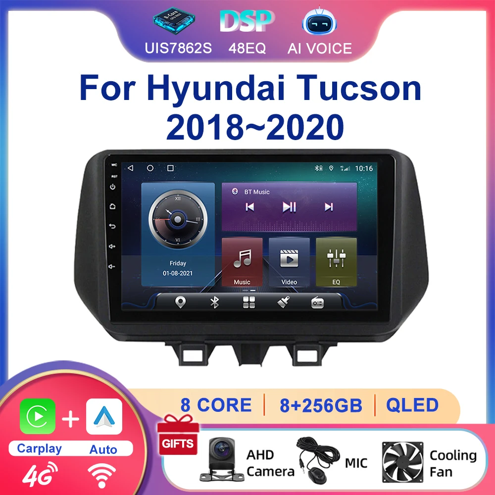 9 Inch 8 Core Car Radio 4G WiFi Carplay GPS Navigation Android Screen for Hyundai Tucson 2018-2020 with Rear View Camer
