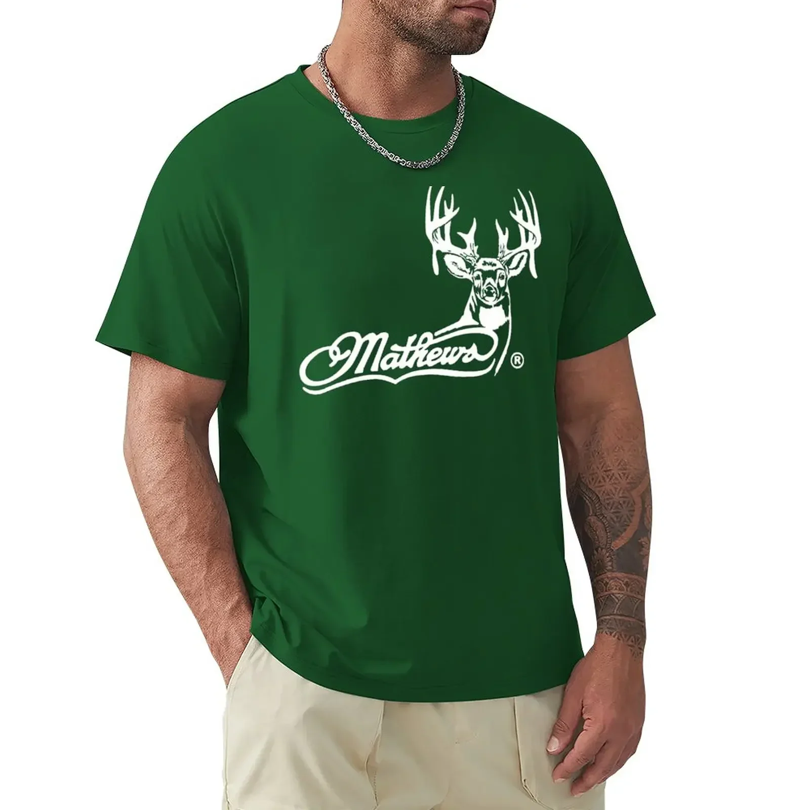 Mathews Archery Deer T-Shirt blacks korean fashion mens white t shirts 2024 heavyweight round neck cotton new arrival summer hot image 4